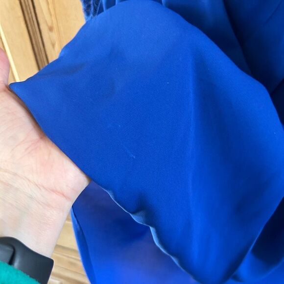 Heartloom Small Royal Blue Drape Neck Blouse Sleeveless Lace Slight Flaws - Picture 5 of 9